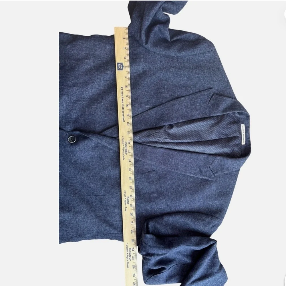 Joseph Abboud Sport Coat Blazer Men's 50L Linen/Wool Blue Elbow Patches Academia